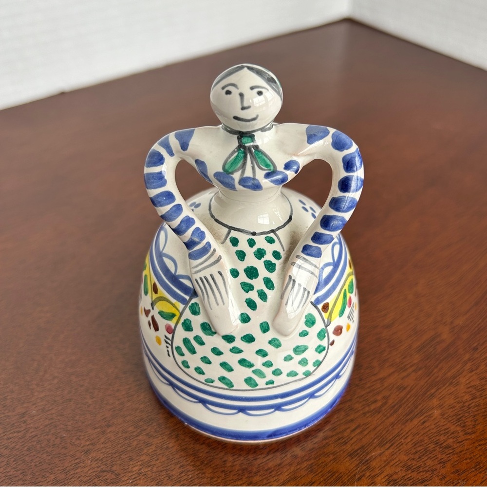 Talavera Franpesa Lady Figurine Bell Signed